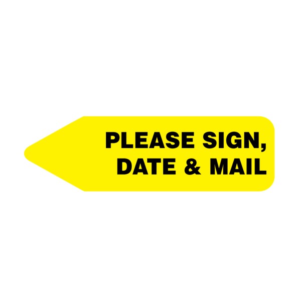 Labeling Flag - Imprinted - Sign Date Mail - Yellow - 9/16" x 2"